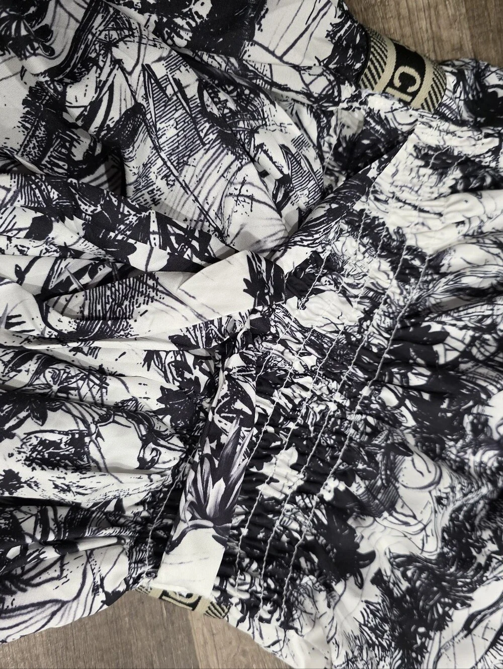 Inspired Floral Midi Shirt Dress Preppy Classic Black White Toile Y2K Designer - Picture 6 of 10